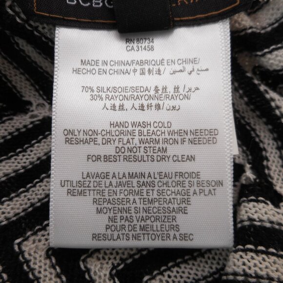 BCBG Maxazria Women's L Silk Blend Cardigan Wrap Knit Chevron Stripes Open Front - Picture 7 of 10